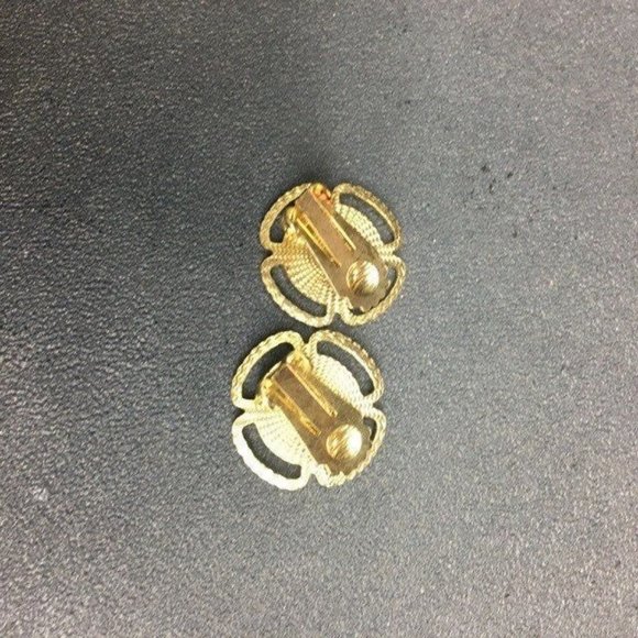 White MOP Clip Earrings Gold Rope Pink Life Preserver Flower Retro BoHo - Picture 3 of 4